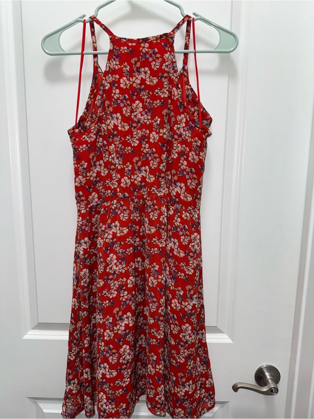 ELLE Red Floral Ruffle Mini Dress - Picture 4 of 8